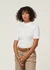T-shirt côtelé en coton bio | blanc "rib high neck short sleeved star white" - Knowledge Cotton Apparel
