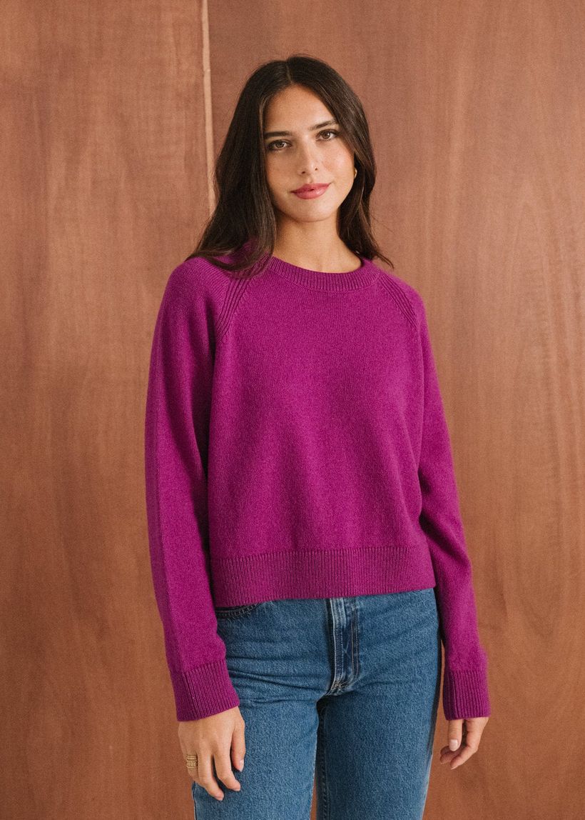 Pull boxy en laine mérinos recyclée | rose magenta - WeDressFair Essentiels