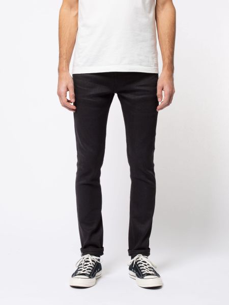 Jean slim noir selvage en coton bio - lean dean dry black selvage