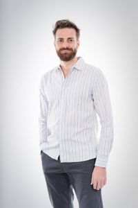 Chemise droite rayée de coton bio - elder