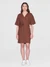 Robe portefeuille en lin bio | marron "linen short sleeved wrap dress tiramisu"