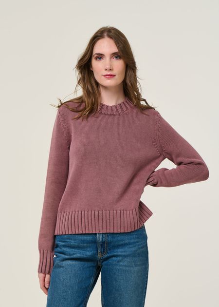Pull en coton bio | rose "amaliaas gmt dye - dark berry" - Armedangels