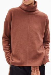 Pull col roulé vieux rose en laine bio et recyclée - rayaa copper glow melange