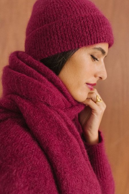 Echarpe en mohair certifié | framboise "éléanore" - Bonjour Demain