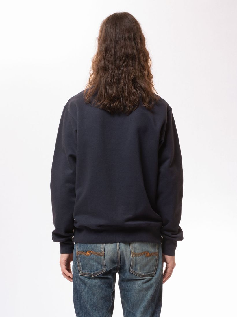 Sweat imprimé marine en coton bio - frasse sunshine ark navy - Nudie Jeans