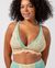 Soutien gorge triangle en matière recyclée | bicolore lace mesh plunge bralette - peach / turquoise - Understatement