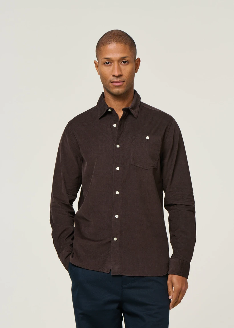Chemise en velours côtelé | marron "corduroy shirt - chocolate torte" - Knowledge Cotton Apparel