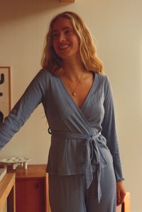 Haut de pyjama en modal et coton bio | bleu "top kristin bleu - bleu"