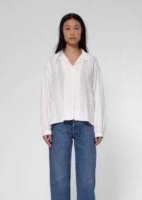 Chemise en coton bio | blanc "edith striped dobby blouse offwhite"