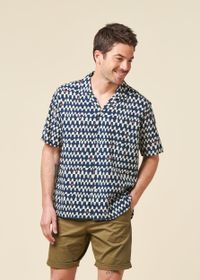 Chemise en coton bio et ecovero | multicolore "sunset aloha shirt navy"