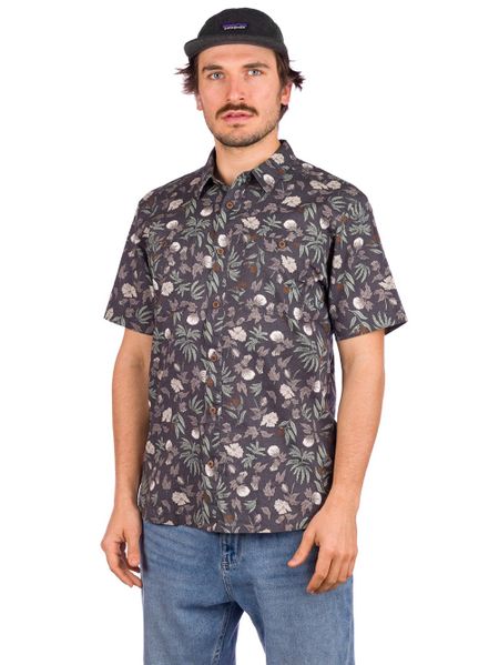 Chemise à manches courtes imprimé gris en coton bio