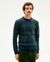 Pull col rond à motifs en laine bio | multicolore "wallpaper navy khem knitted sweater"