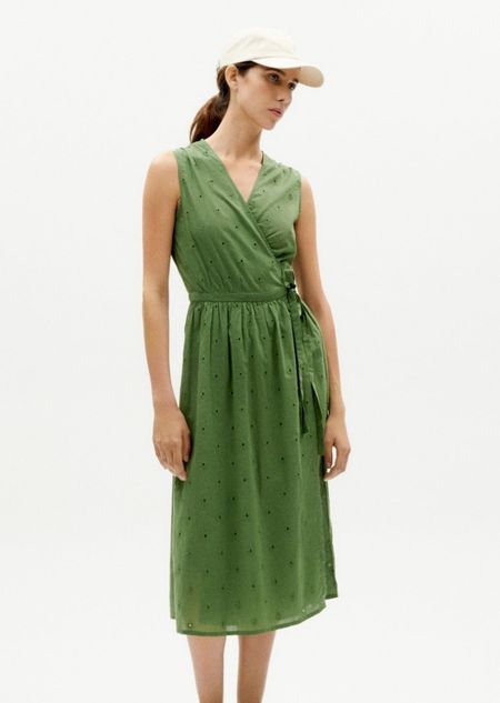 Robe portefeuille en coton bio | vert "cactus shiffli amapola dress"