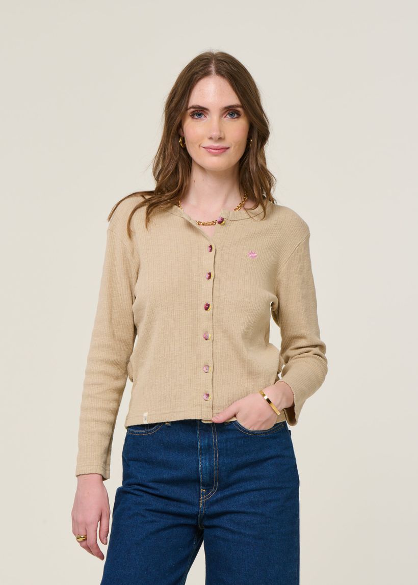 Gilet en coton bio | beige "impression - taupe" - Graine