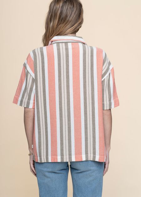 Chemise manches courtes en coton bio | rayé "striped short sleeved shirt green stripe" - Knowledge Cotton Apparel