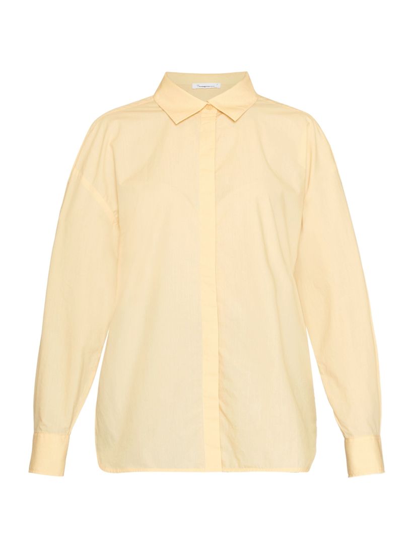 Chemise ample en coton bio | jaune "boxy poplin long sleeved shirt impala" - Knowledge Cotton Apparel