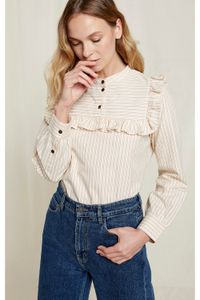 Blouse écrue rayée en coton bio - alix