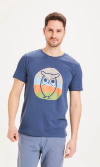 T-shirt imprimé bleu en coton bio - alder hibou
