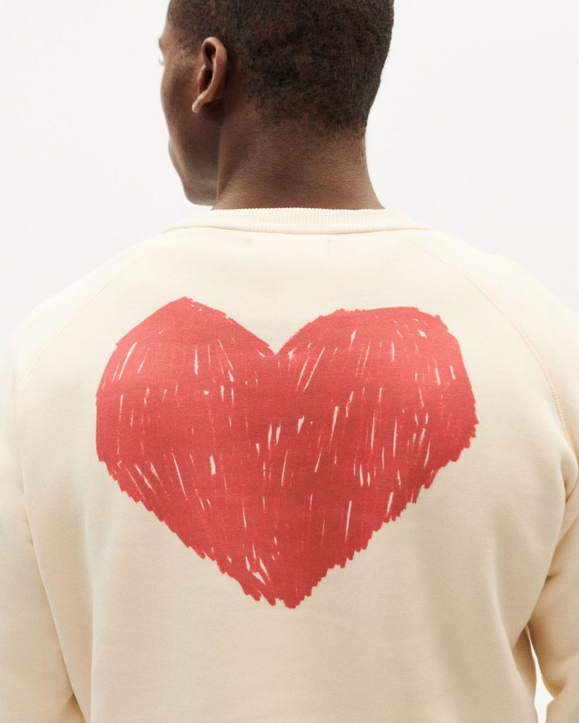 Sweatshirt en coton bio | écru "winter white heart " - Thinking Mu
