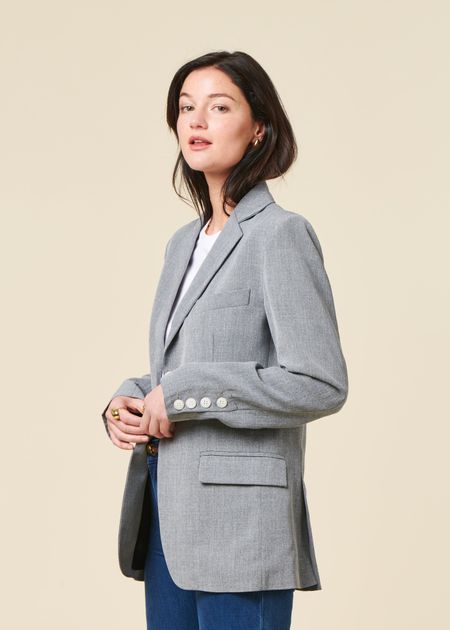 Blazer made in france en matière upcyclée | gris "lara"