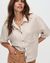 Chemiser beige en coton bio et lin - vivien blouse - light sand melange