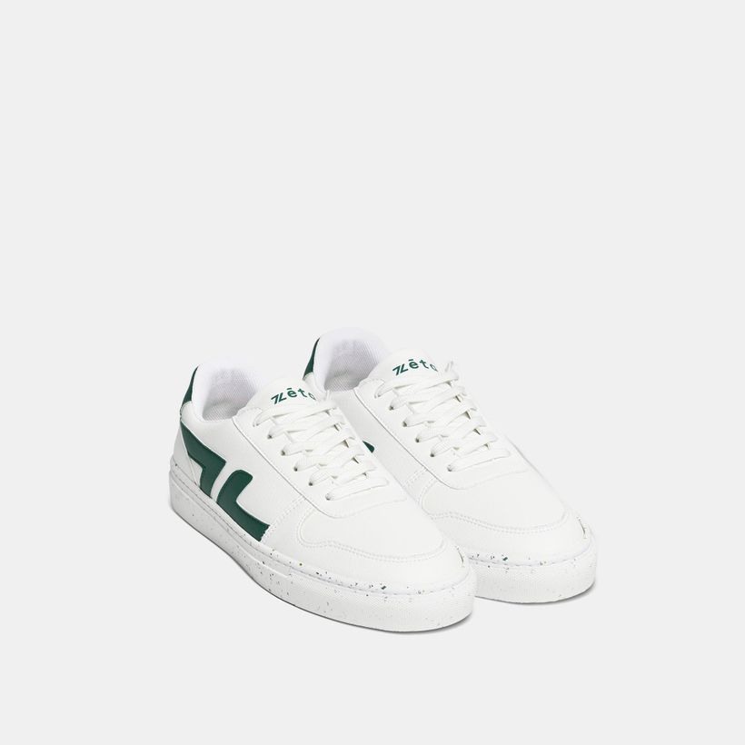 Baskets vegan blanches et vertes | "alpha vert" - Zèta Shoes