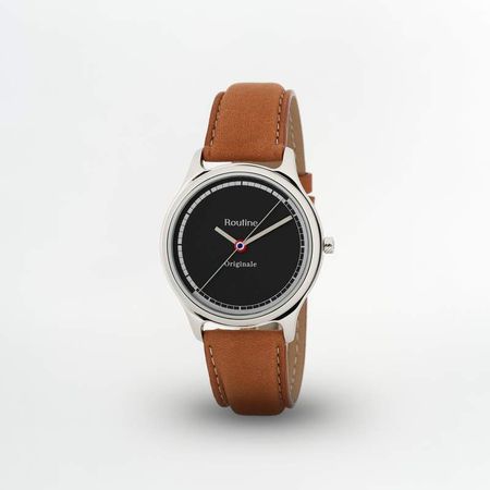 Montre originale cadran bleu bracelet camel