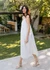 Robe à bretelles en coton bio | blanc "stripe structure strap dress egret" - Knowledge Cotton Apparel
