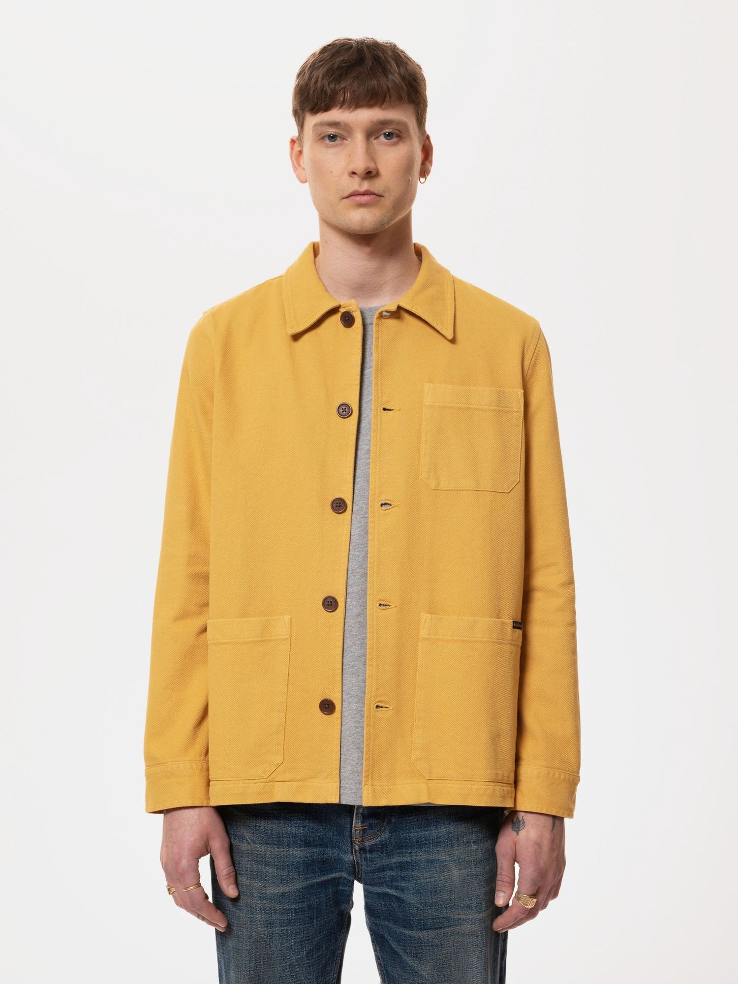 Veste jean jaune homme sale