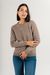Pull col rond marron en laine mérinos recyclée - warm taupe