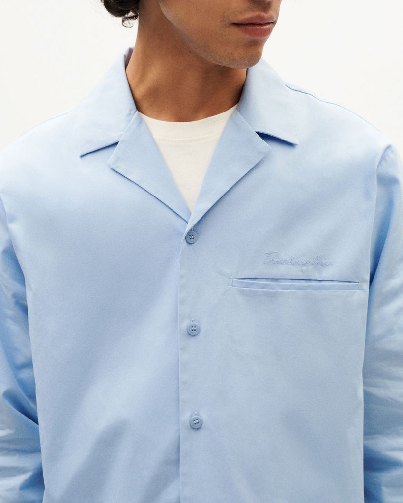 Chemise en coton bio | bleu "sky nascar shirt blue" - Thinking Mu