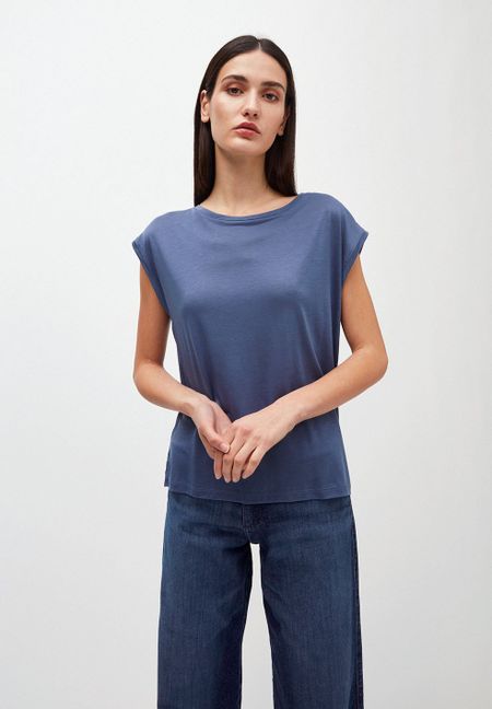 T-shirt bleu indigo en tencel - jilaa