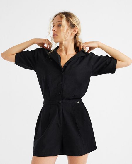 Combishort noire en coton bio - jade