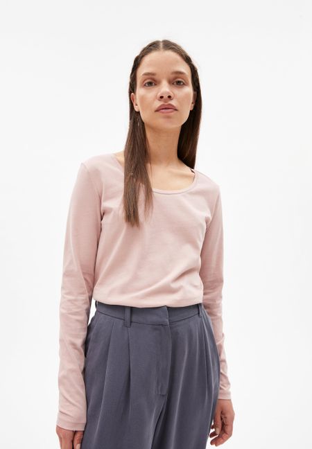 T-shirt à manches longues rose en coton bio - eleaa kinoko