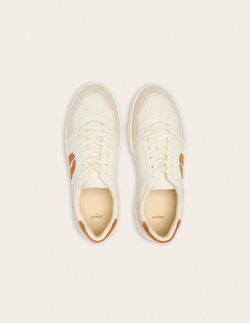 Baskets en cuir certifié |  écru-marron "nino" - Odaje ex M.Moustache