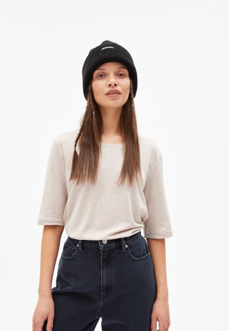 T-shirt ample beige en tencel et coton bio - jilaraa light desert melange