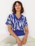 Pull manches courtes en tricot de coton bio | bleu et blanc "garazi multicolore"