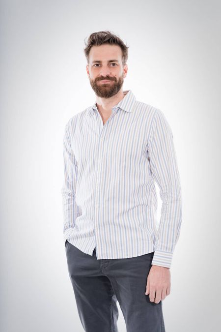 Chemise droite rayée de coton bio - elder