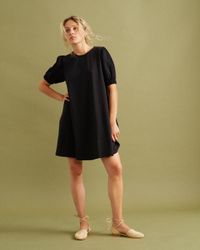 Robe courte noire en coton bio - floreta