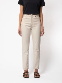 Jean droit taille haute écru en coton bio - breezy britt dusty white