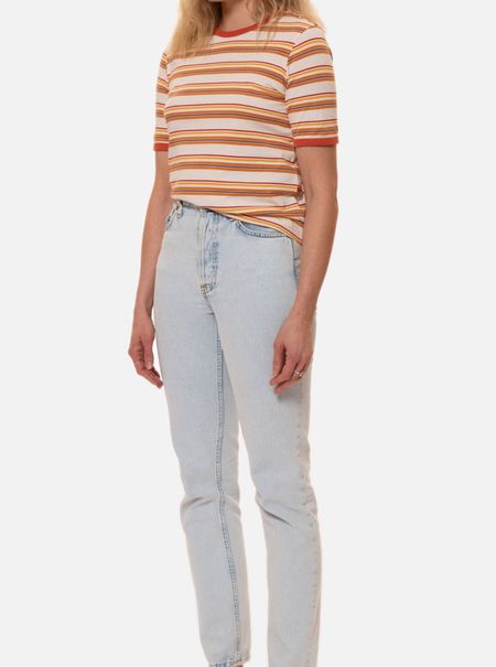 T-shirt rayé en coton bio - lova stripes rusty peach