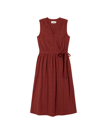 Robe portefeuille en coton bio | orange "orangered cuadrito amapola dress"
