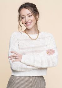 Pull crochet en coton bio | écru "aaliya - light oatmilk"