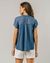 Chemise manches courtes bleu denim en tencel - indigo sleeveless mao shirt denim blue - Brava Fabrics - 2