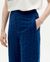 Pantalon ample texturé en coton bio | marine "navy big seersucker mariam pants" - Thinking Mu