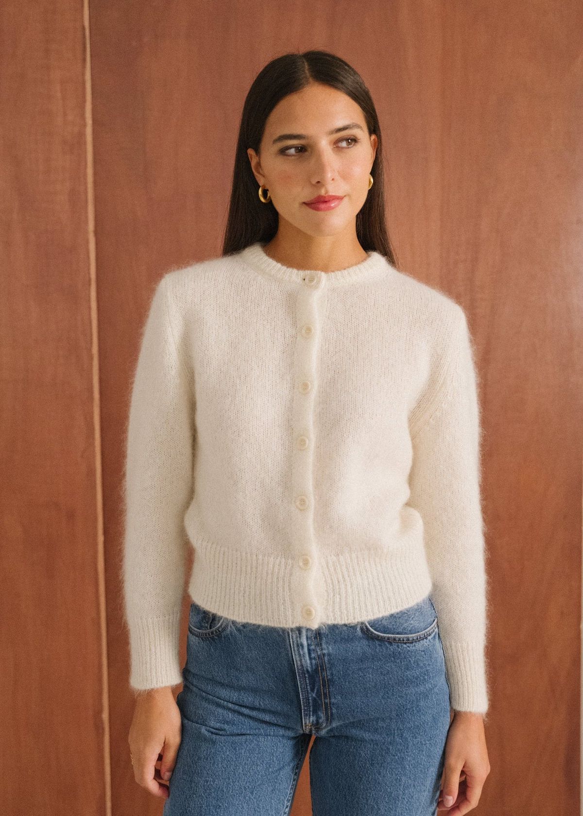 Gilet en mohair certifié | écru "grace" - Bonjour Demain