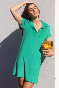 Robe éponge en coton bio | vert "olivia vert"
