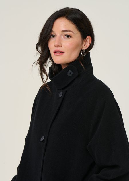 Manteau long en laine bio | noir "vaanoise wool - black" - Armedangels