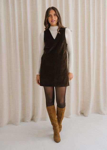 Robe chasuble velours en coton bio | chocolat "olympe" - Bonjour Demain