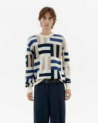 Pull en coton biologique | multicolore "field navy khem knit sweater - multicolor"